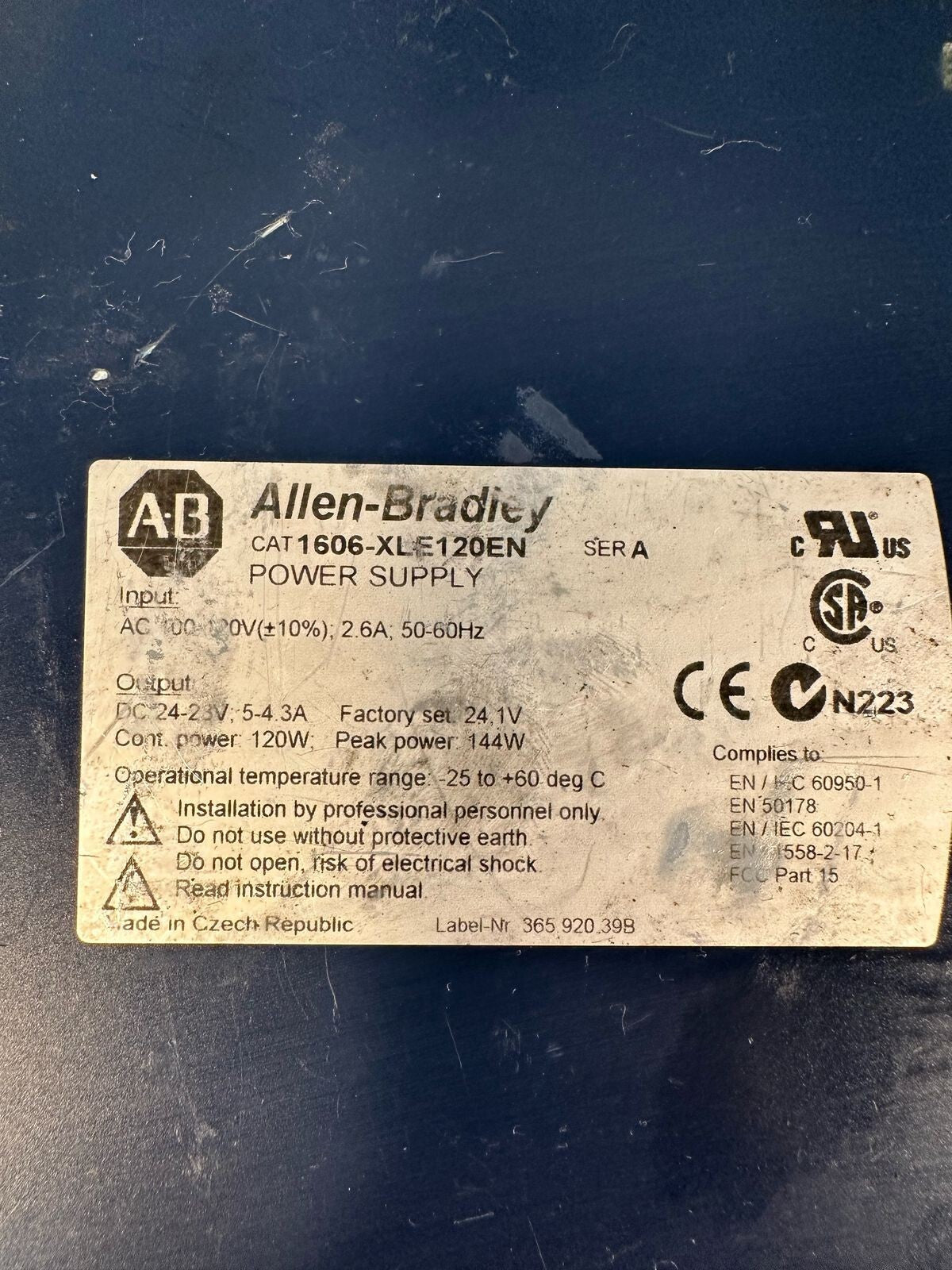 Allen Bradley 1606-XLE120EN /A Power Supply100-120v (3.4.2)
