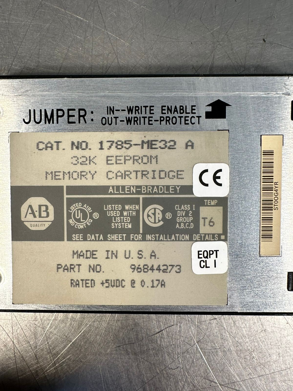 1785-ME32 /A Allen Bradley 32K EEPROM Memory Cartridge 96844273 (7.3.4)