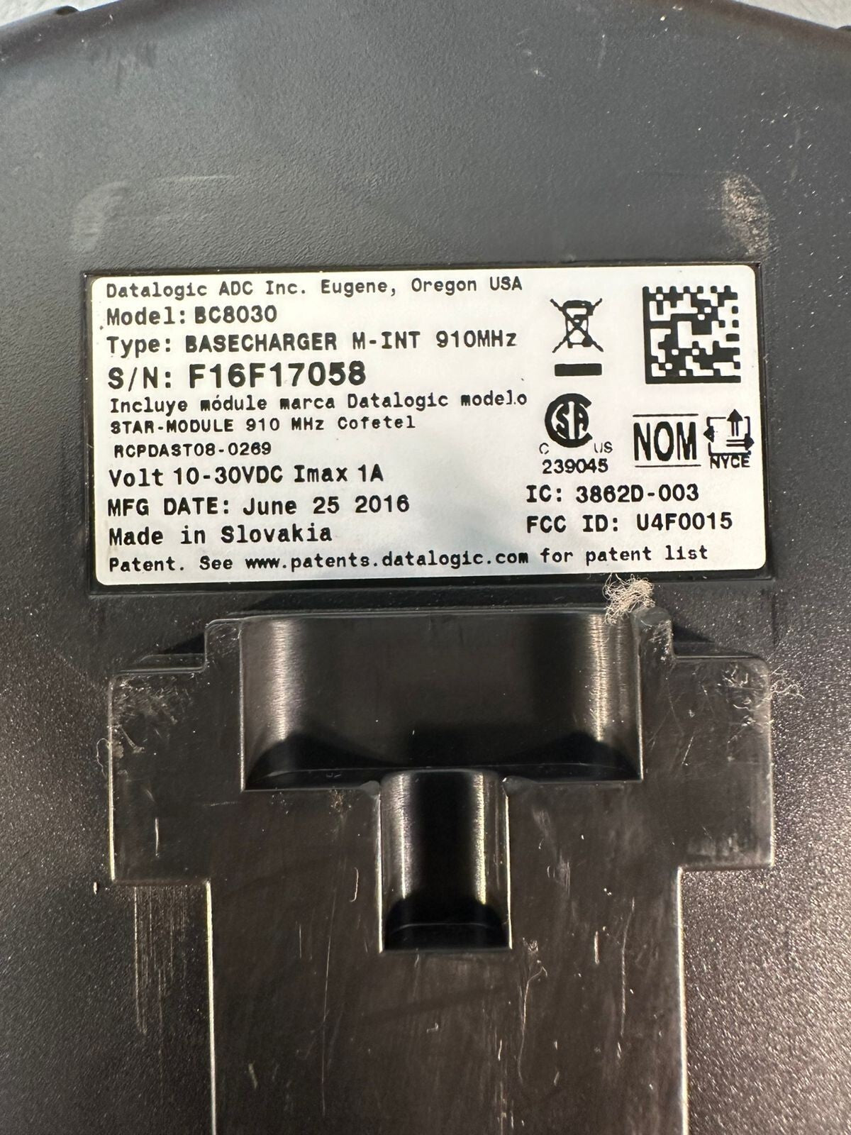 DataLogic BC-8030 BaseCharger M-Int 910Mhz 10-30Vdc Imax 1A (6.3.3)
