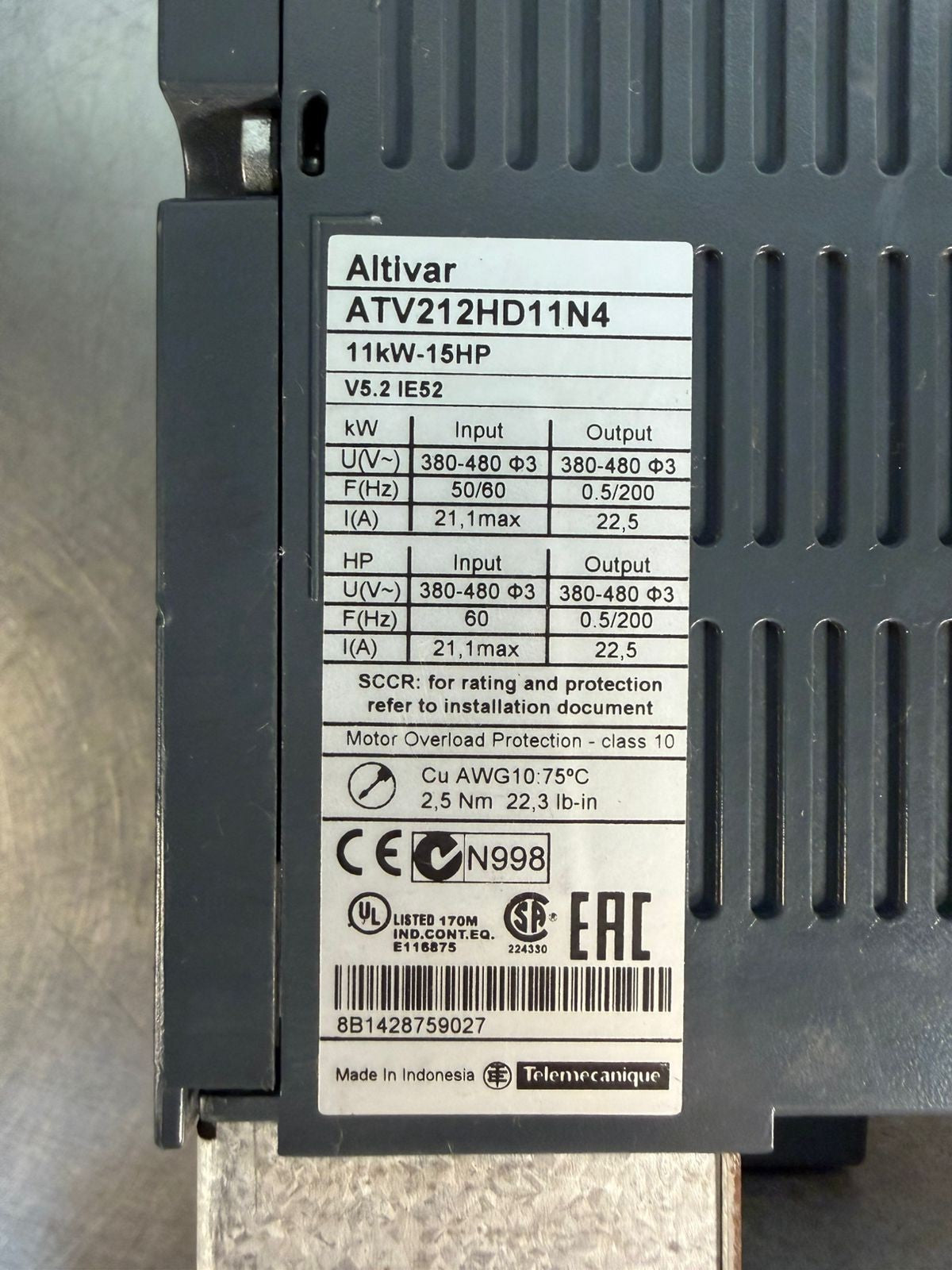 Schneider ATV212HD11N4 Ac Speed Drive 11kw 15hp (10.5.3)