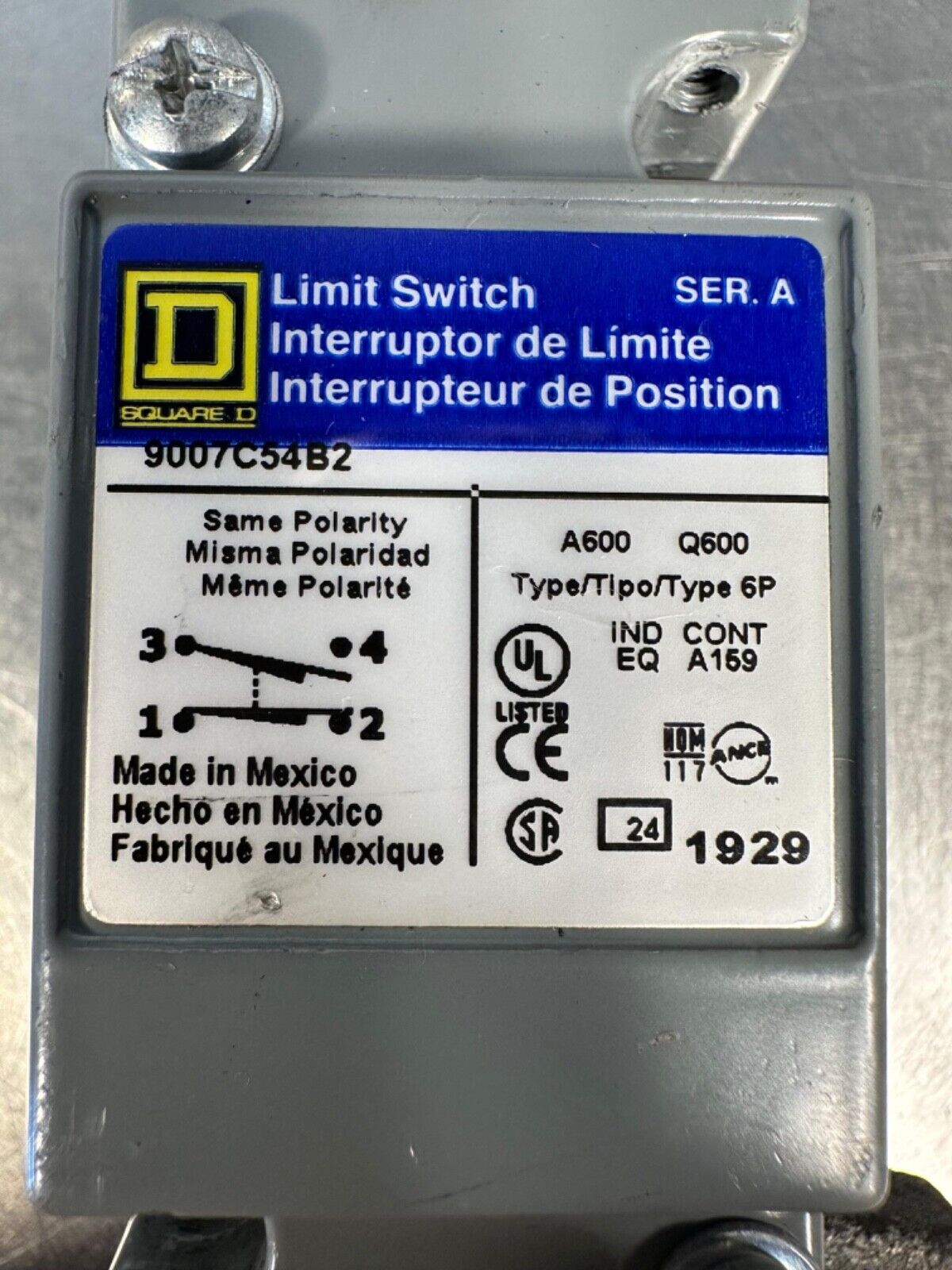 Square D 9007C54B2 Ser.A Limit Switch (6E-12)