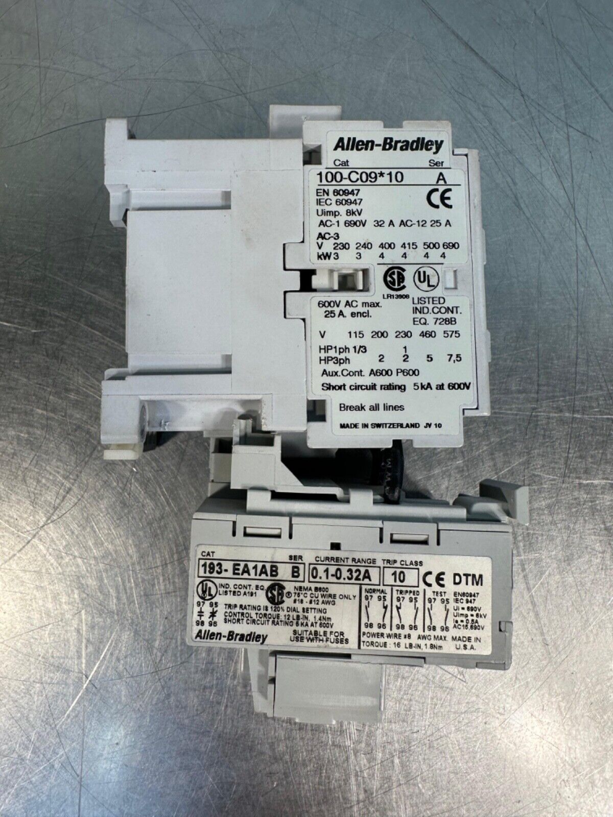 Allen-Bradley 100-C09*10 Contactor With 193-EA1AB Overload Relay (4E-28)