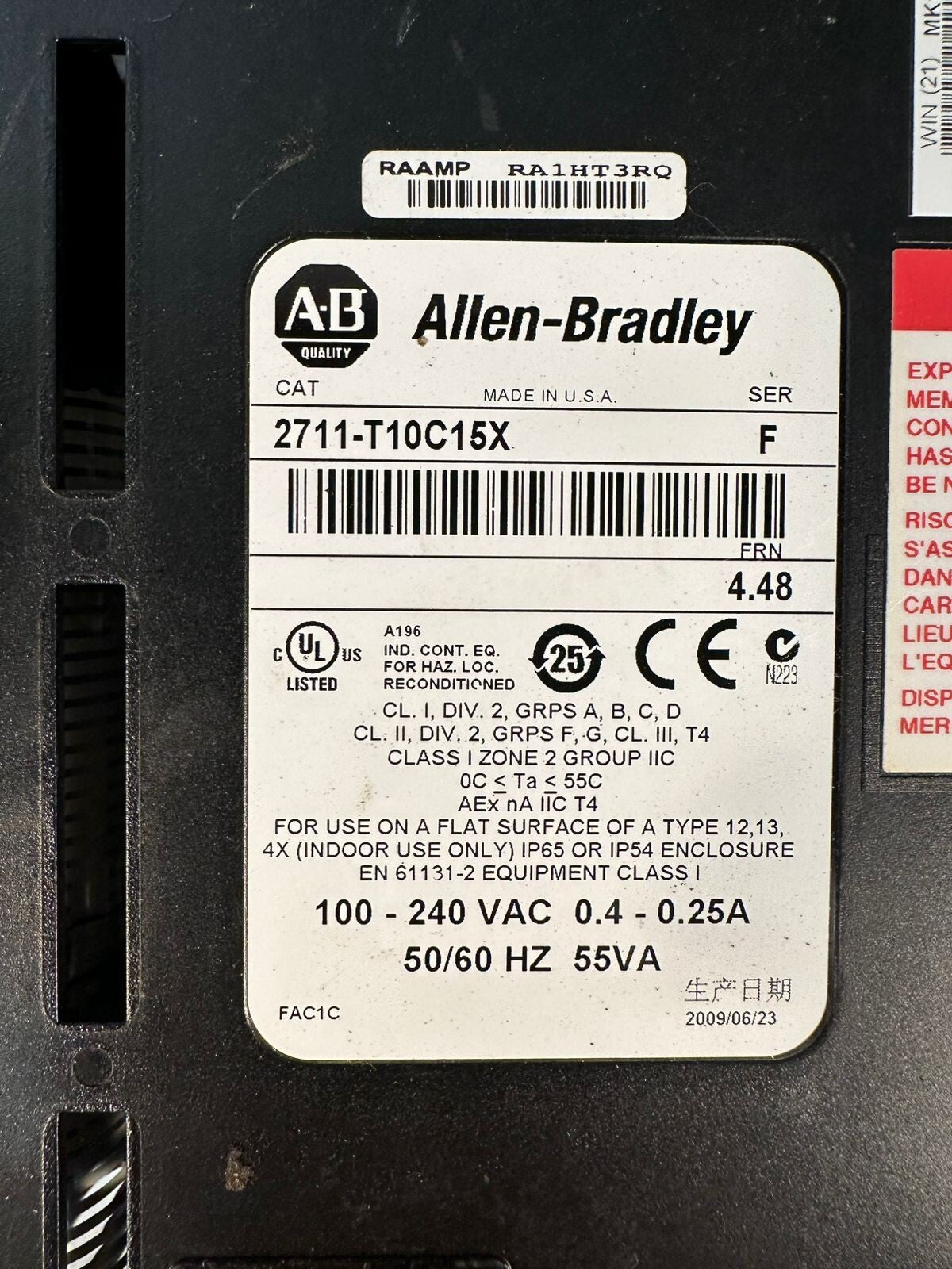 Allen Bradley 2711-T10C15X /F FRN 4.48 100-240V 0.4-0.25A (12.5.8)