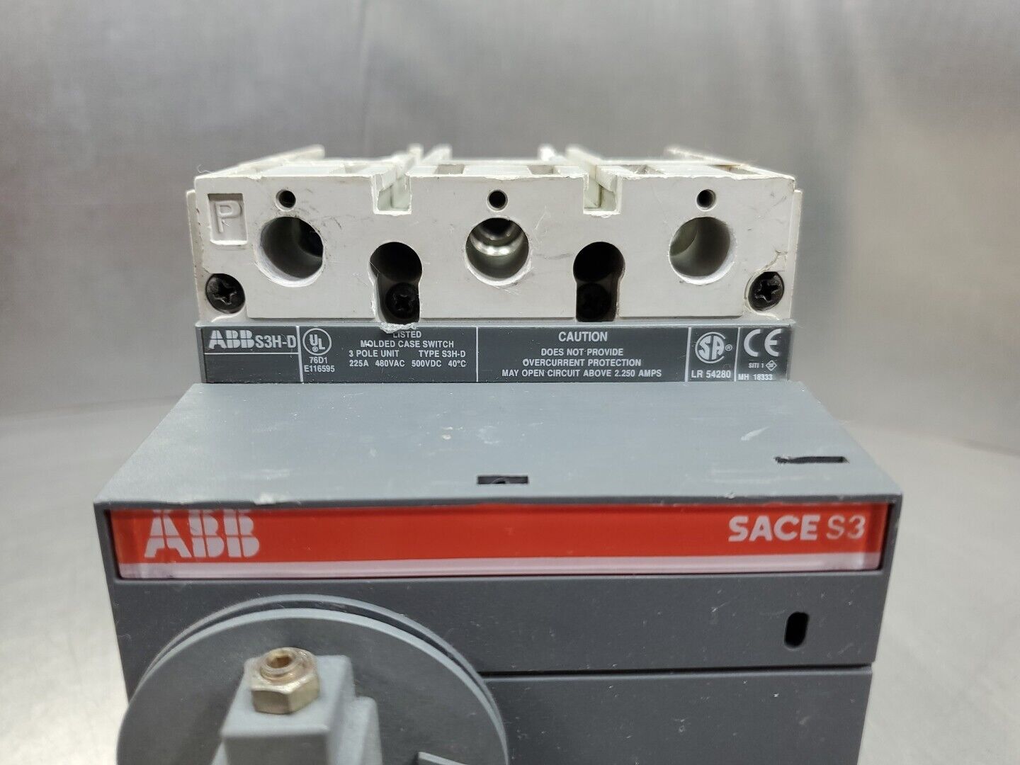 ABB SACE S3H-D 3-POLE 225A 500VDC Molded Case Switch. 1C-26