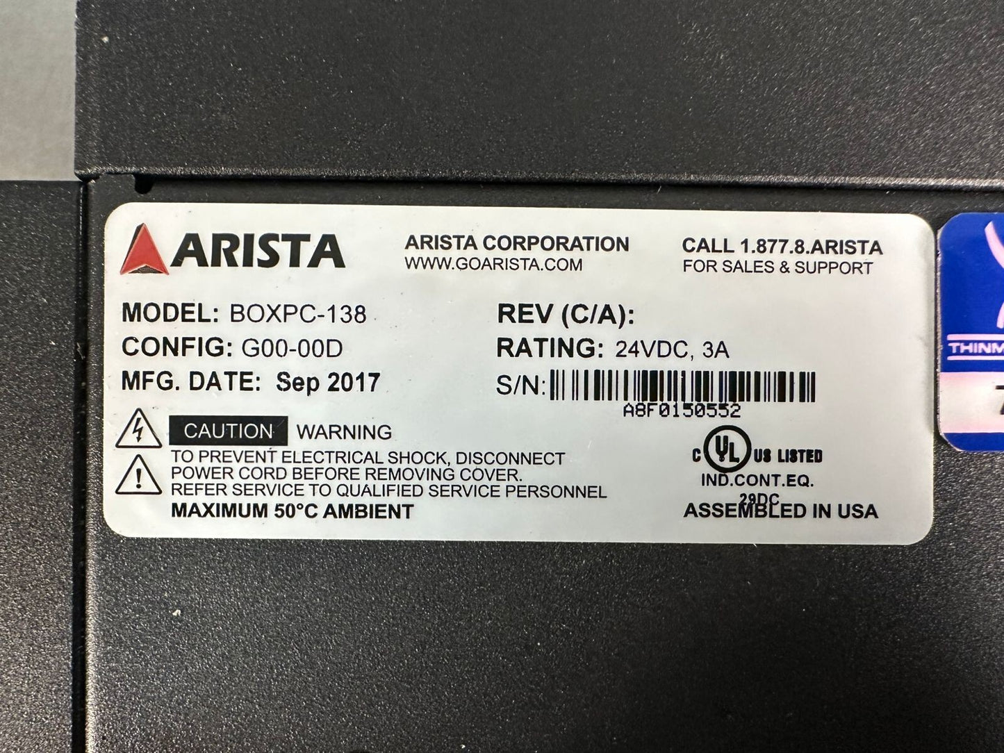 Arista BOXPC-138 PC 24VDC 3A REV. (C/A) (1.2.2)