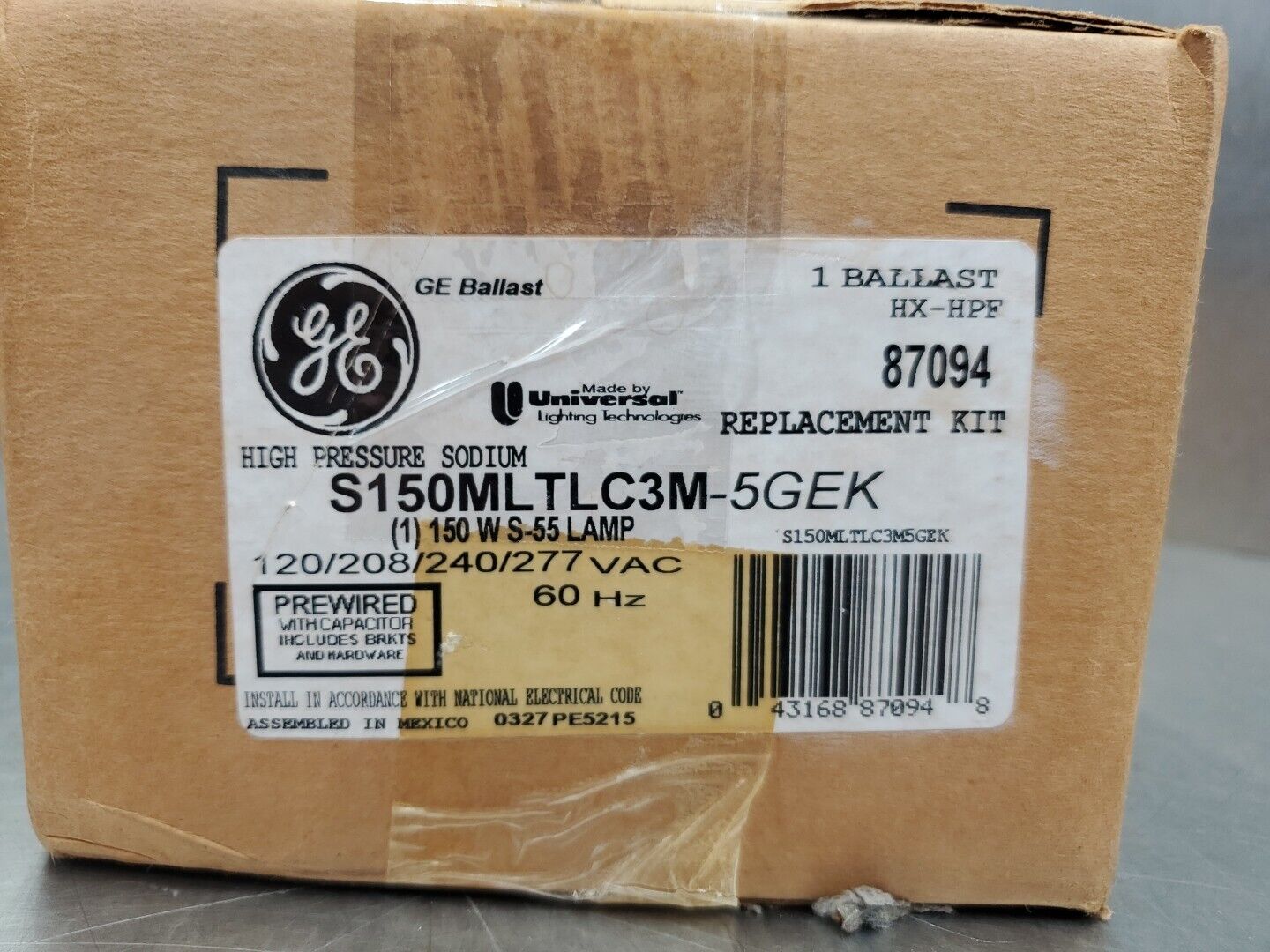 GE S150MLTLC3M-5GEK HIGH PRESSURE SODIUM BALLAST, 120/277VAC 150W. 5D-29