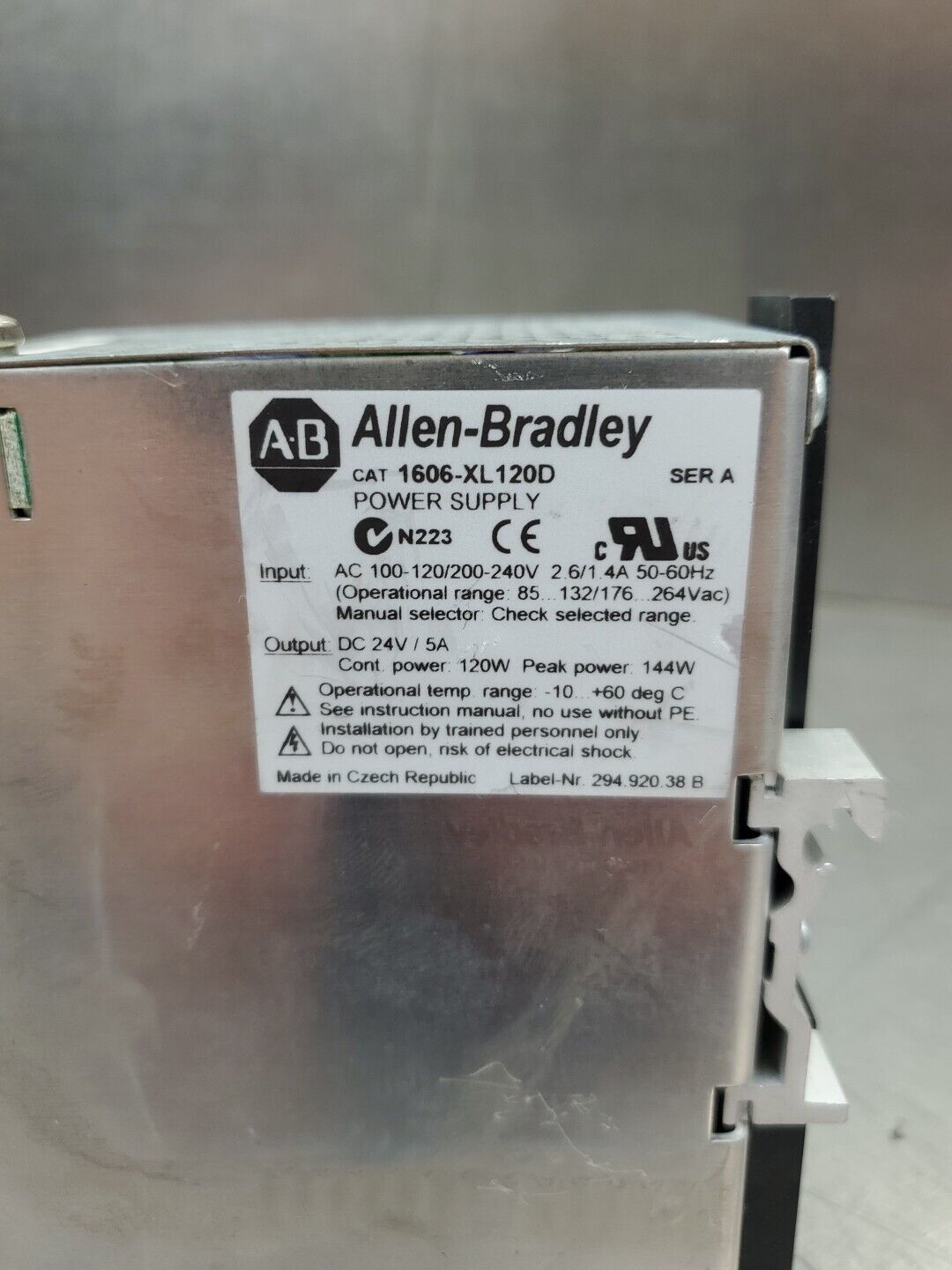 Allen Bradley 1606-XL120D Ser A 24VDC 5A Power Supply.                     4D-34