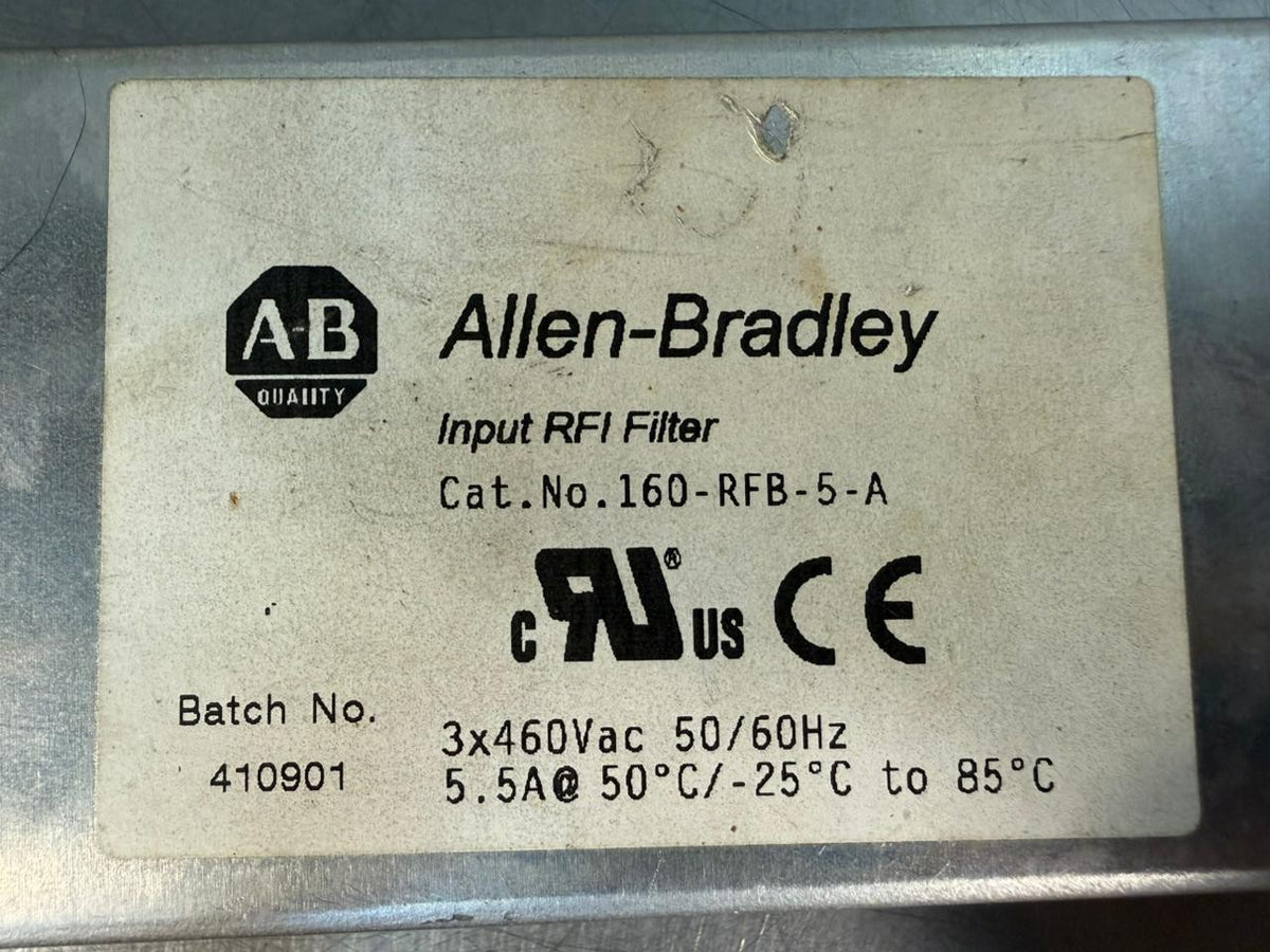 Allen Bradley 160-RFB-5-A Input RFI Filter 5.5A 3x460VAC (3.1.2)
