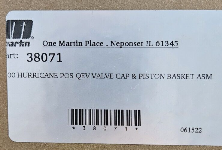 Martin Eng 4.00 Hurricane positive qev valve cap and piston basket sub.  Loc6E