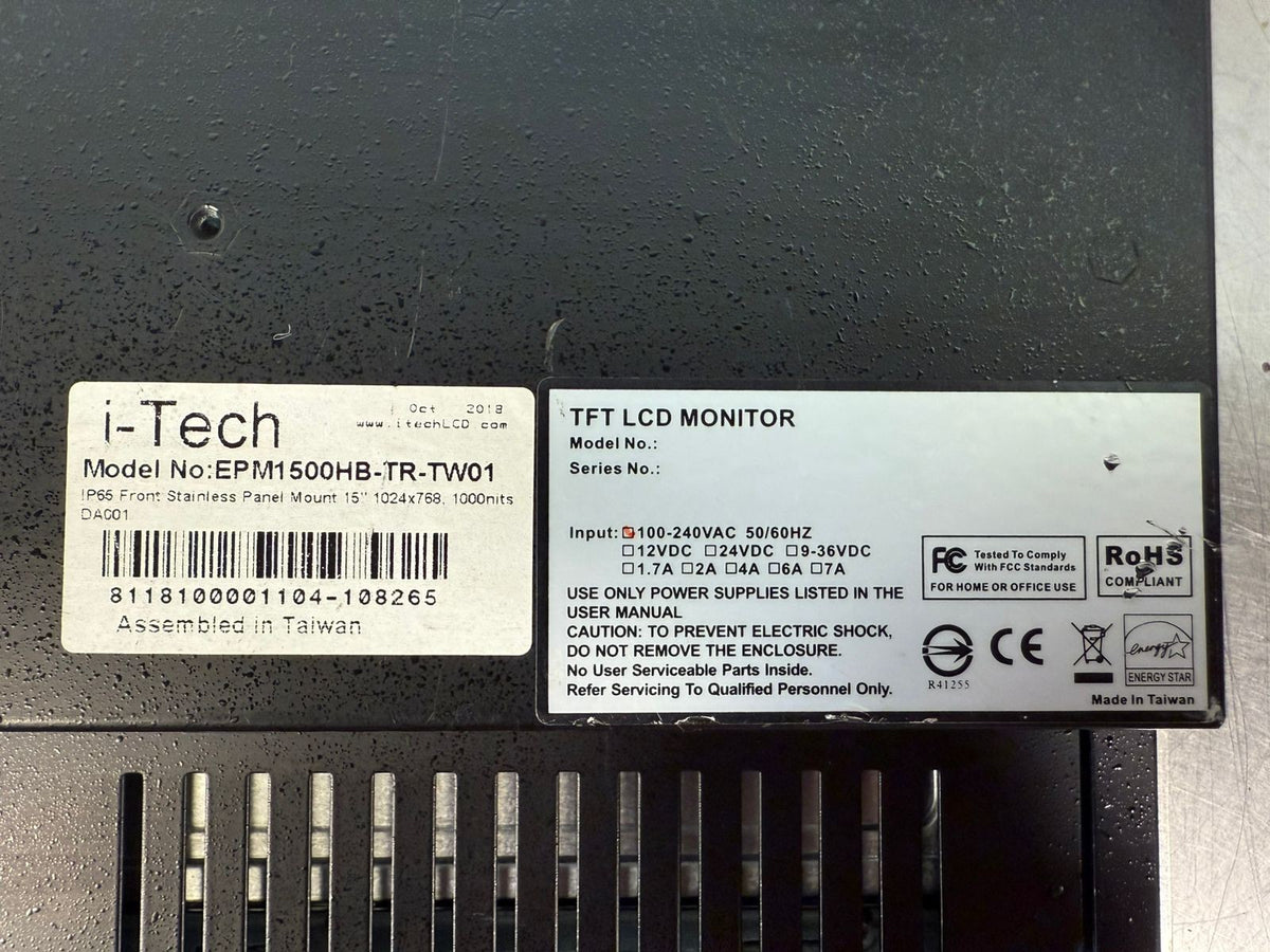 I-Tech EPM1500HB-TR-TW01 Panel Mount 15" 1024x768 100-240Vac 50/60H(5.5.5)