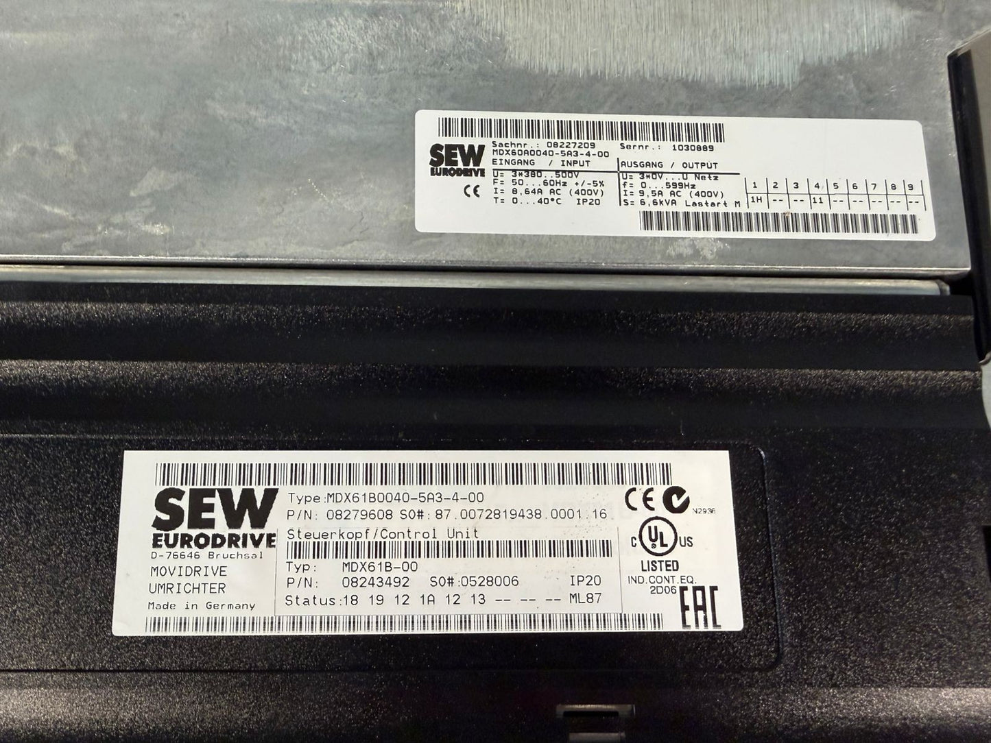 Sew Eurodrive MDX61B0040-5A3-4-00, Type / MDX61B-00 Servo Drive (8.4.4)