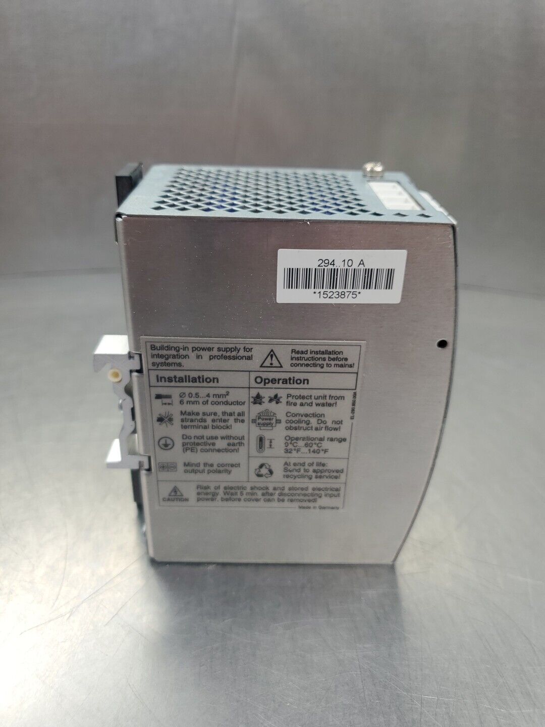 SOLA SDN 5-24-100 POWER SUPPLY, 24VDC 5A. 4E-33