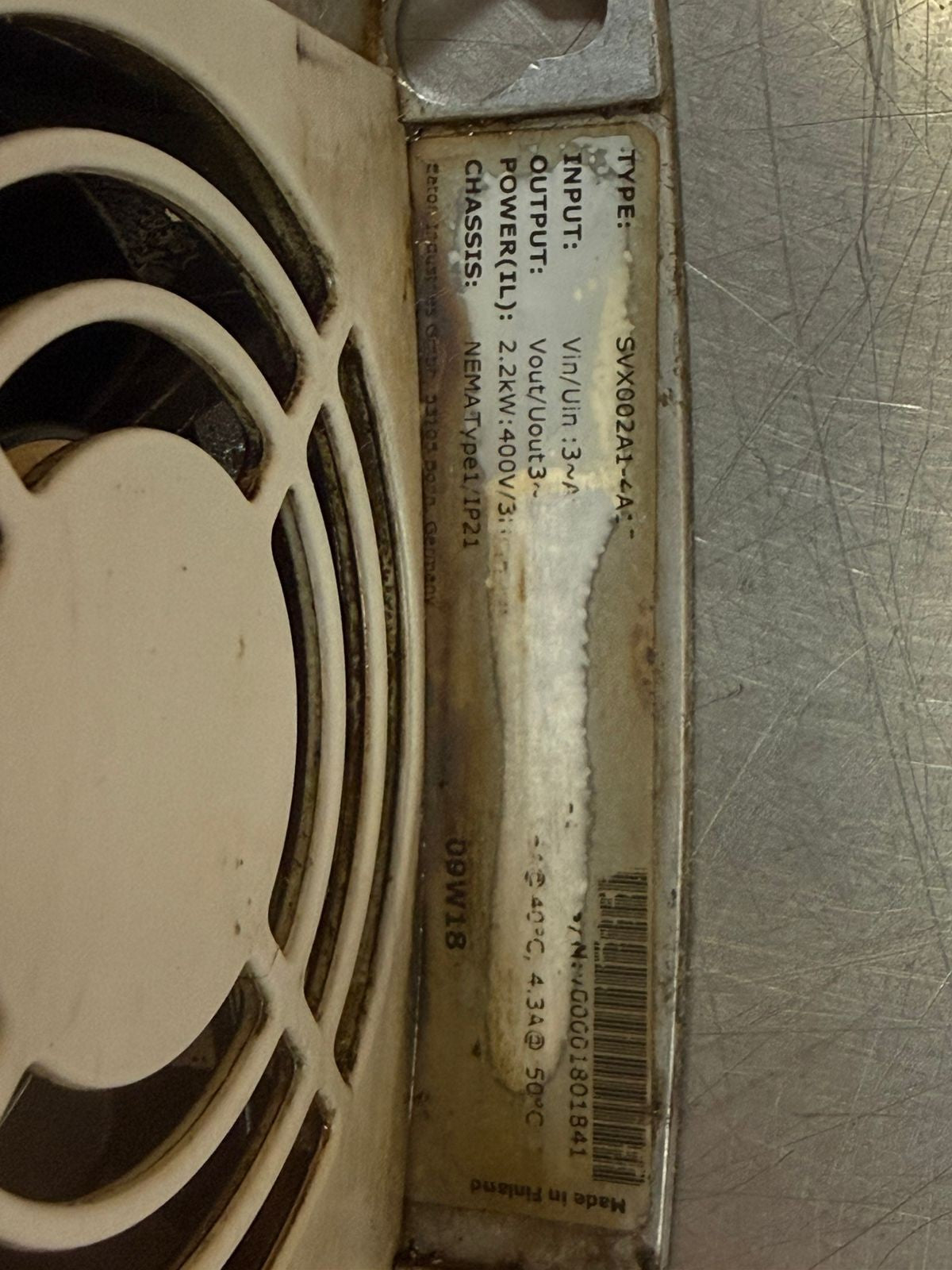 Cutler Hammer SVX002A1-4A1B1 400V Chassi Nema Type IP21 VB00752C-NC (8.4.6)