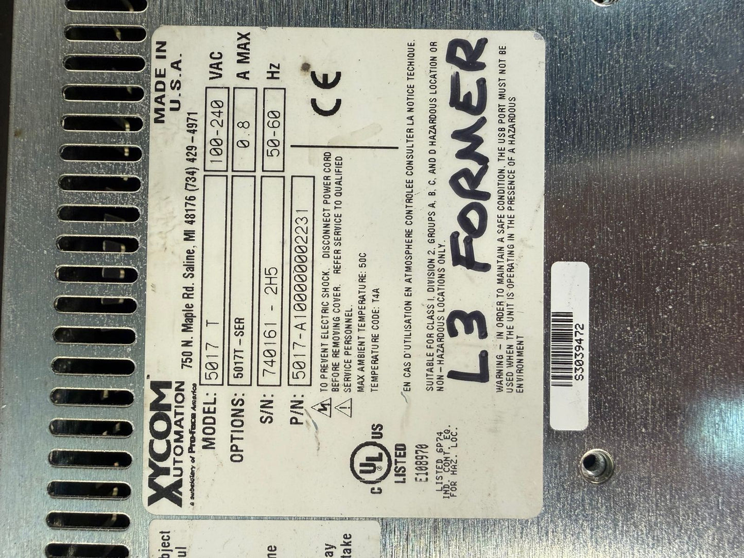 Xycom Pro-Face 5017T Ind. T Monitor 5017-A100000002231 / 100-240Vac (8.2.7)