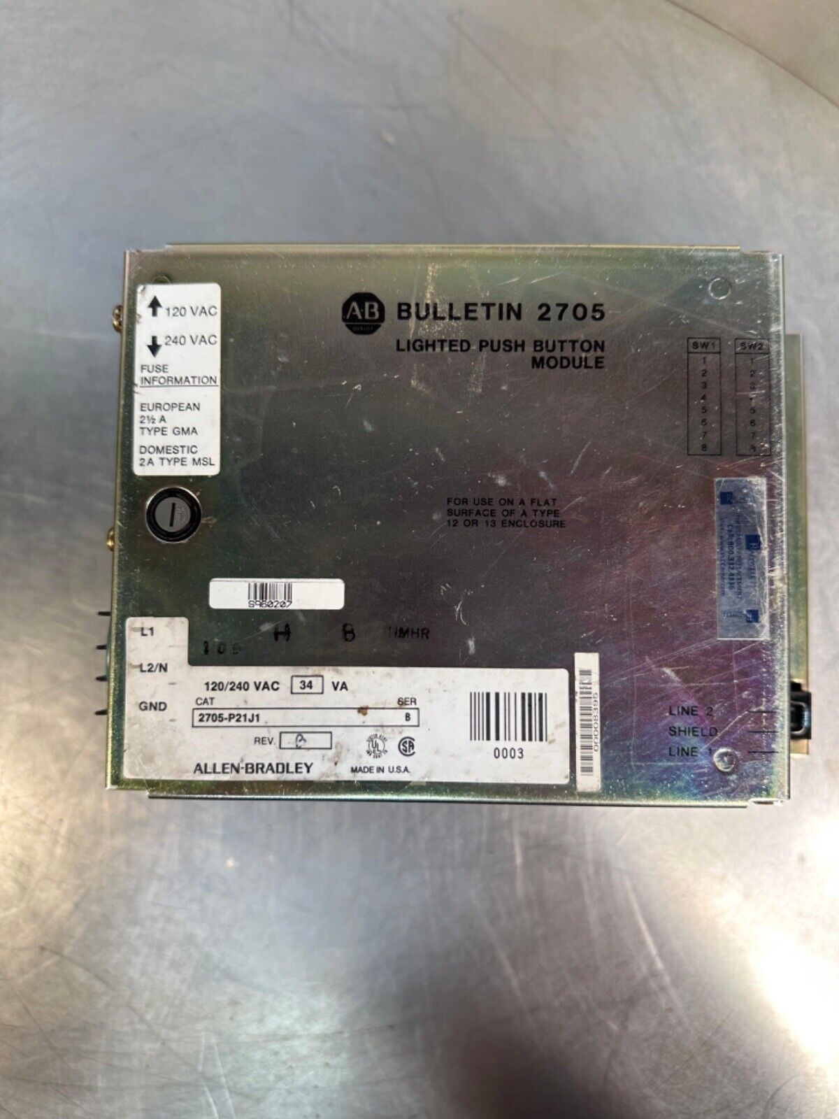 Allen Bradley BULLETIN 2705-P21J1 Push Button Module  (2F-4)