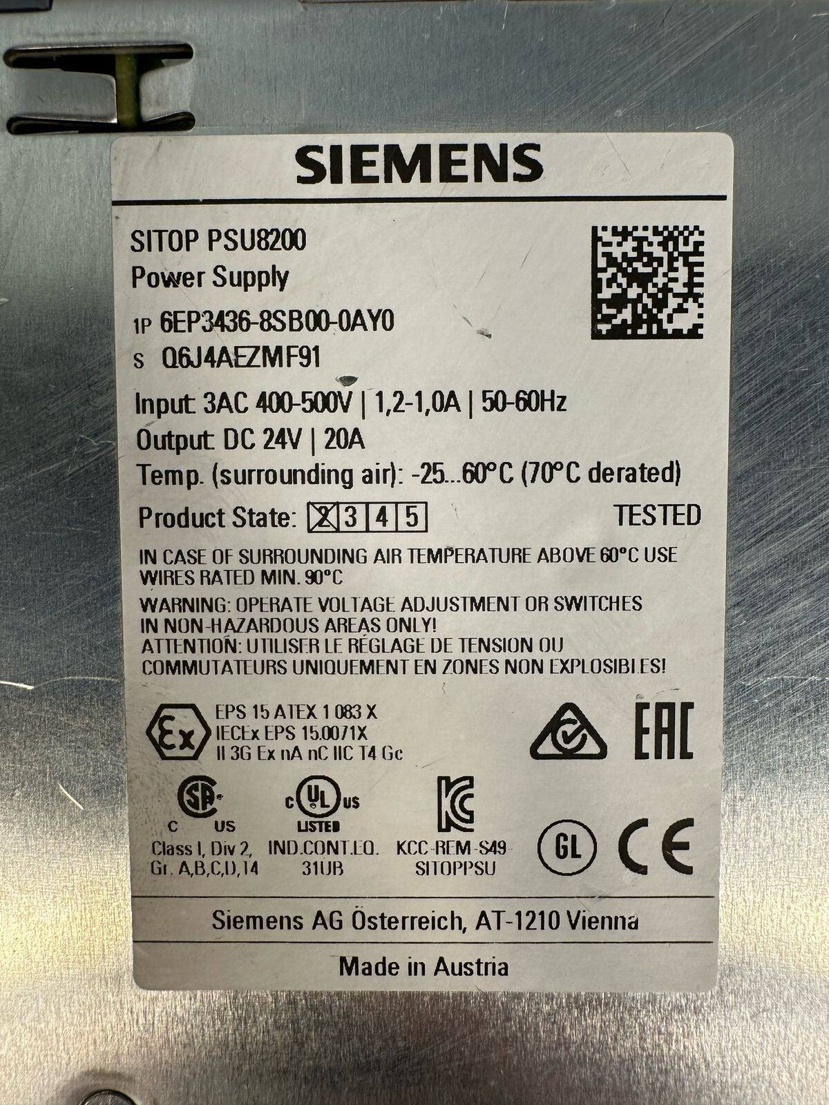 Siemens Power Supply SITOP PSU8200 6EP3436-8SB00-0AY0 (8.4.7)
