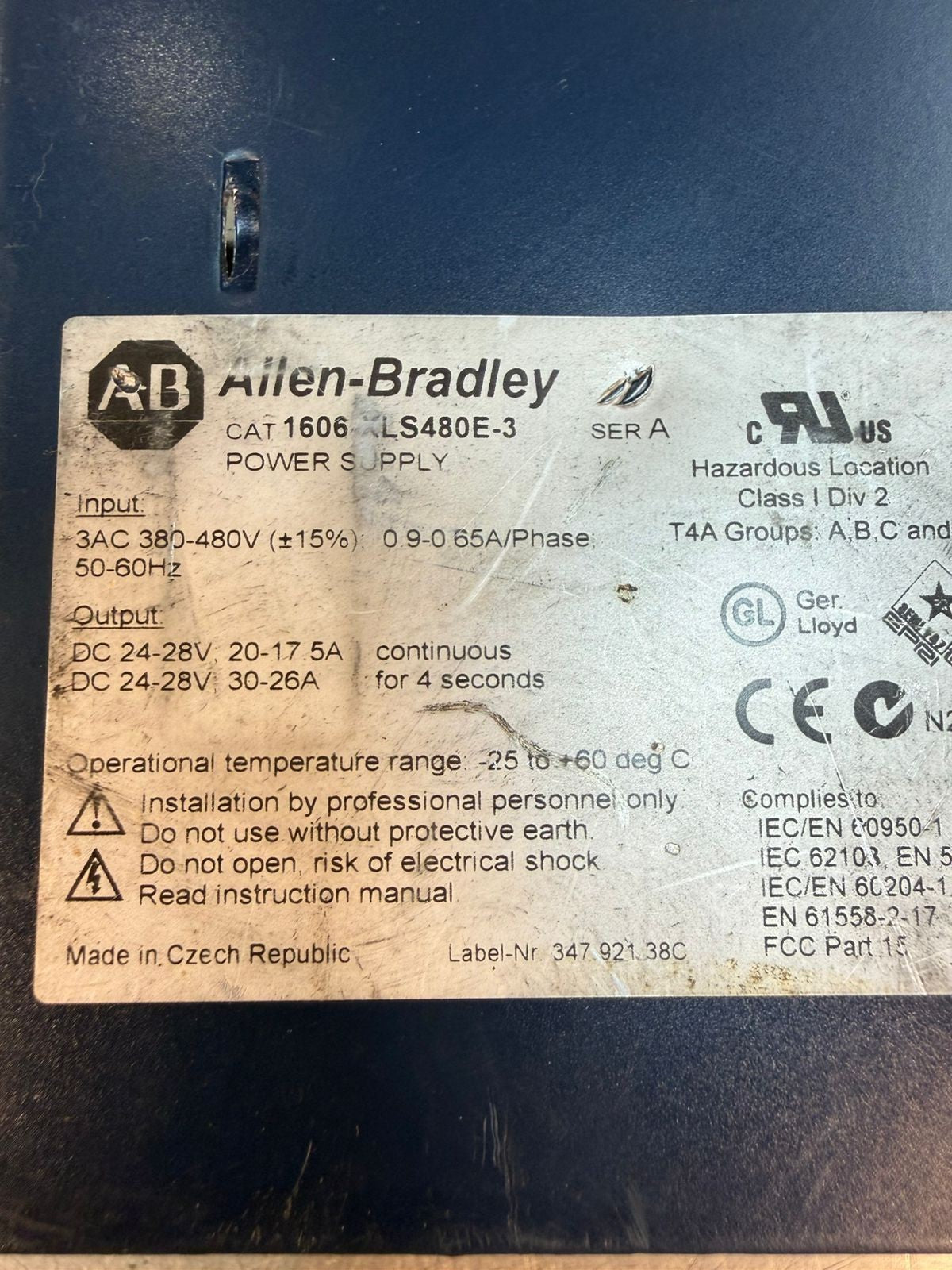 Allen Bradley 1606-XLS480E-3 /A Power Supply (3.5.2)