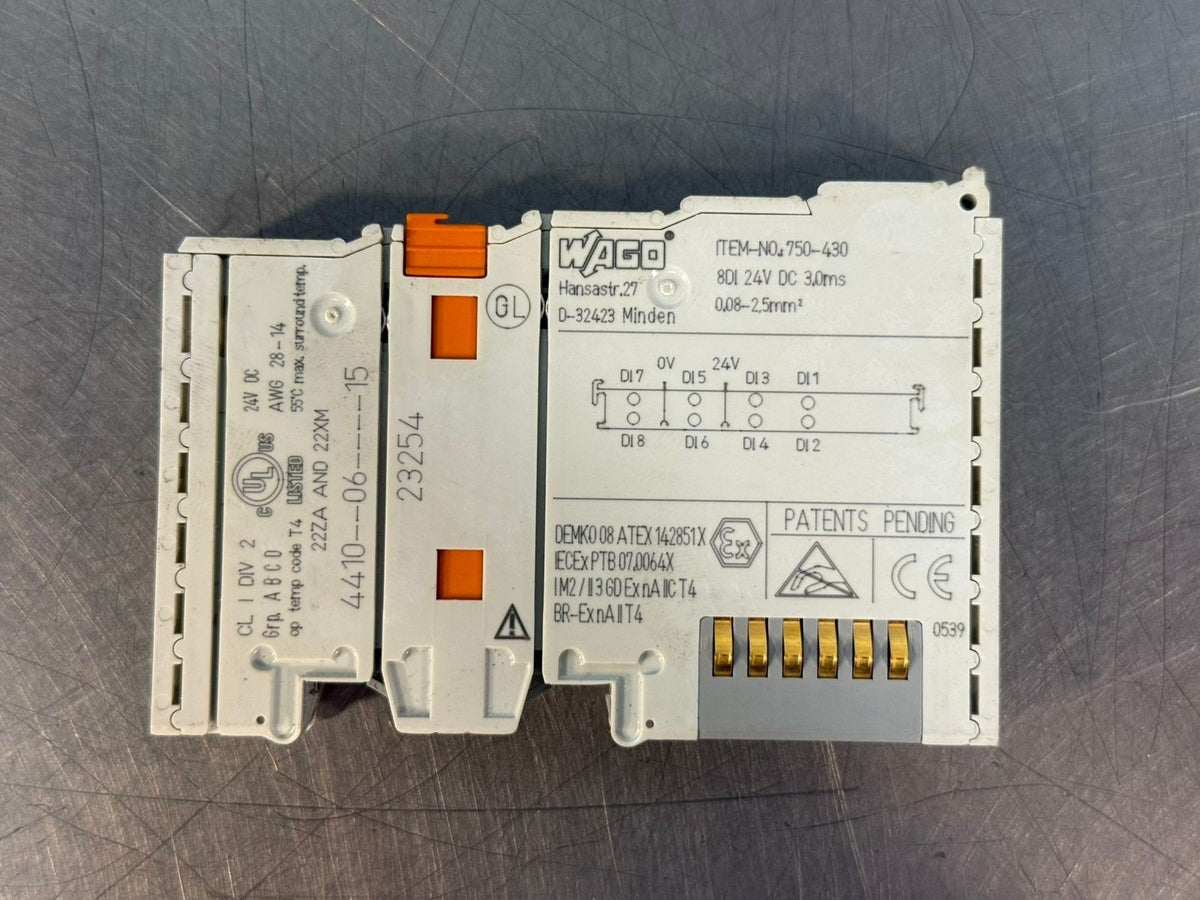 Wago 750-430. 8 DI 24Vdc 3.0ms Digital Input Module (3.1.1)