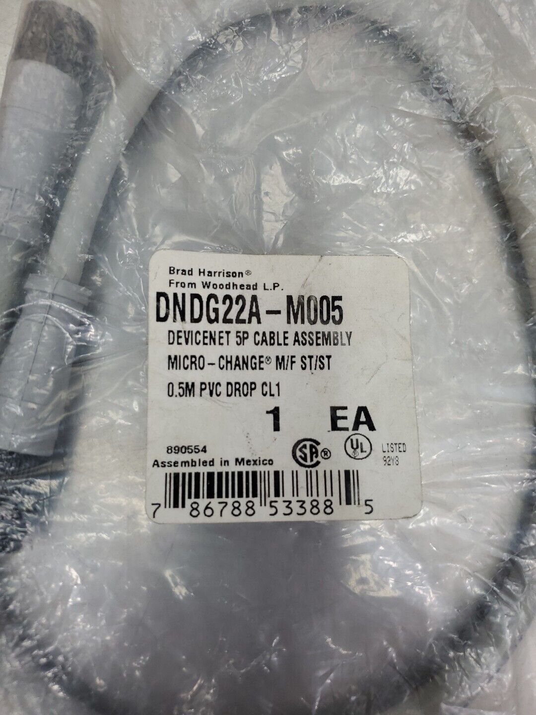 Woodhead DND22A-M005 DeviceNet 5PCable Assembly Cordset. 5A-1