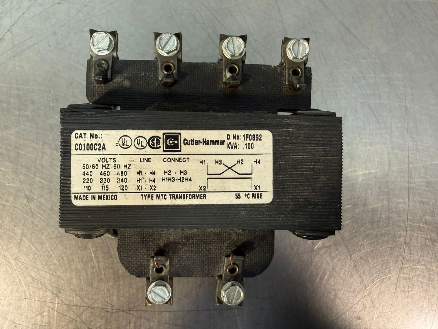 Cutler-Hammer C0100C2A Control Transformer 50/60 Hz (9.3.3)