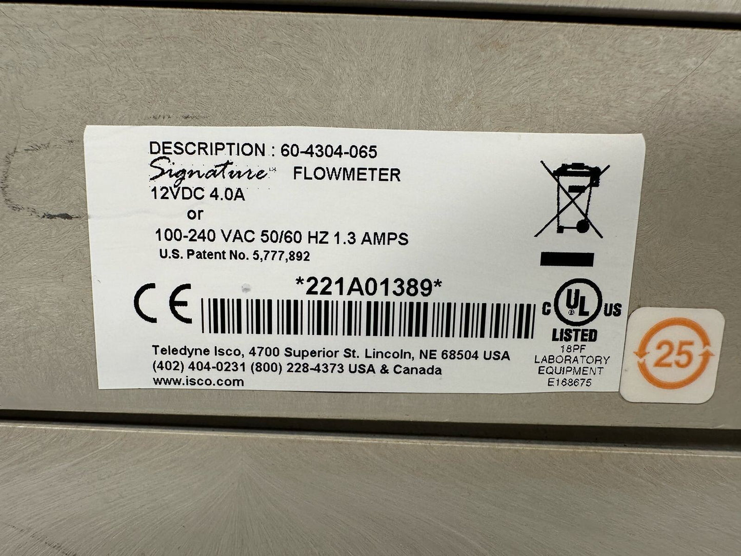 Teledyne 60-4304-065 SIGNATURE ISCO FLOWMETER (3.6.1)