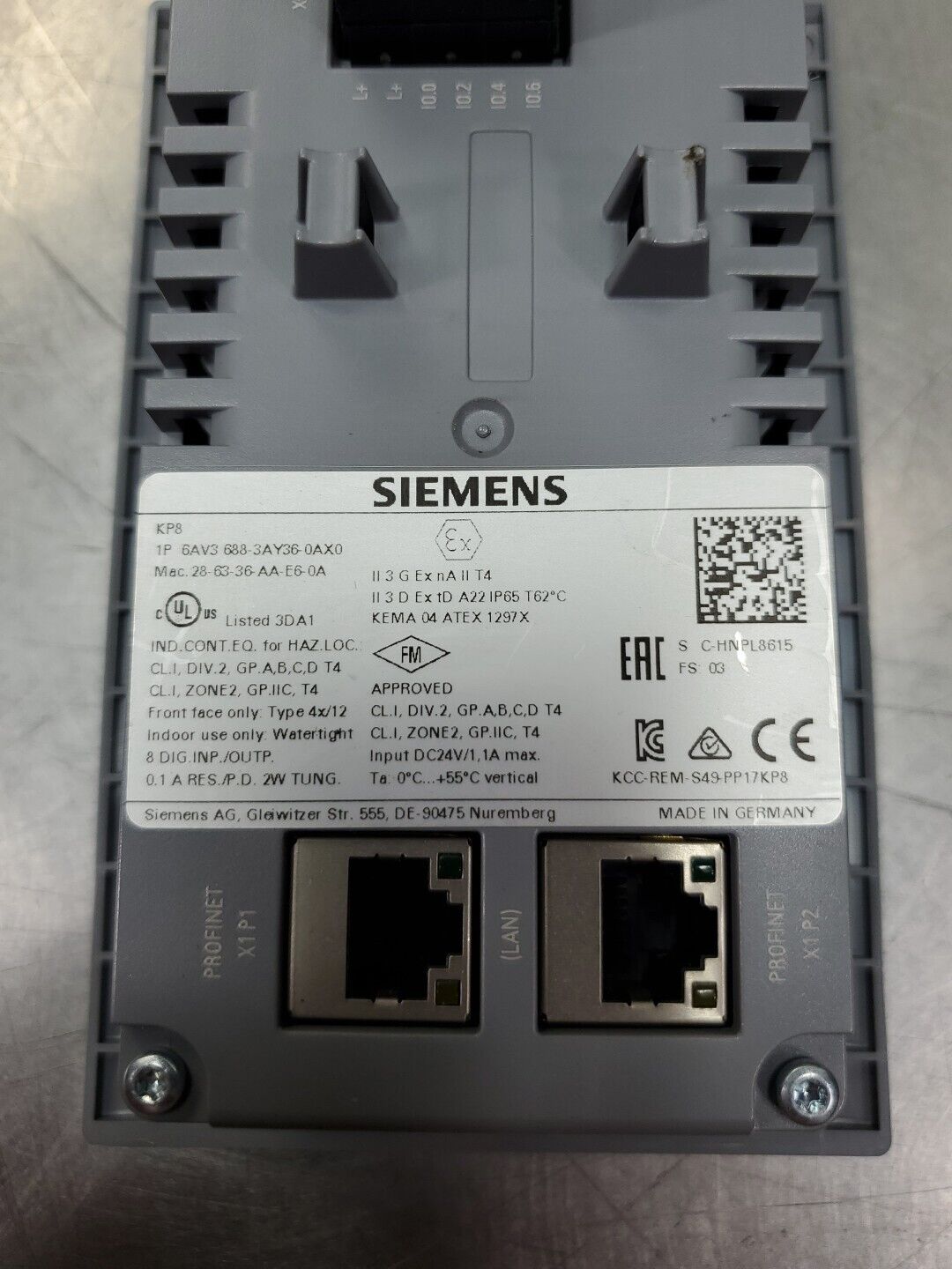 SIEMENS Simatic KP8 (6AV3 688-3AY36-0AX0) HMI 8-Button Panel. 2C
