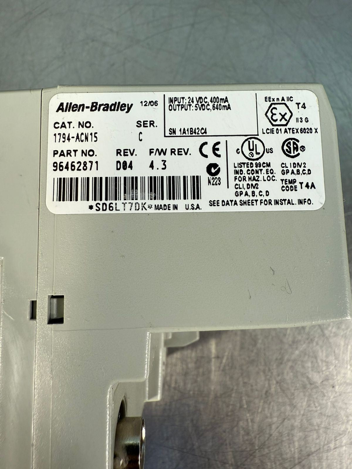 Allen Bradley 1794-ACN15 /C Rev. D04 FW 4.3 (1.3.1)