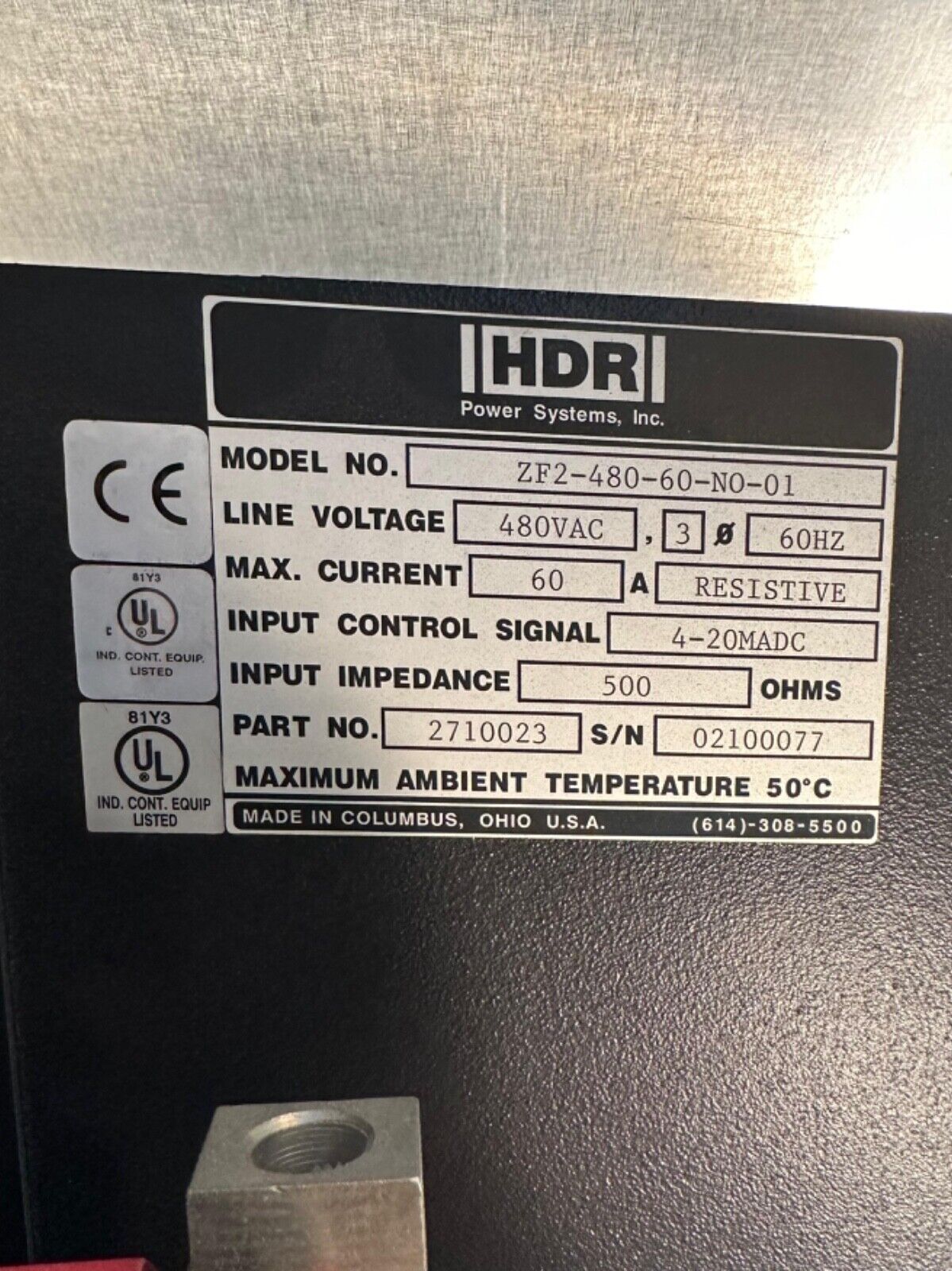 Ametek ZF2-480-60-No-01 Power Control 480VAC 60Amp (1B-26)