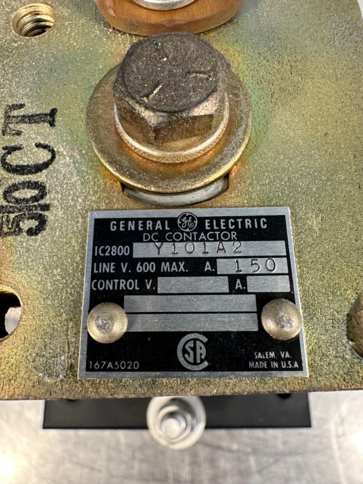 GE General Electric Y101A2  DC Contactor Relay 150 DC Amps 600V (4A-29)