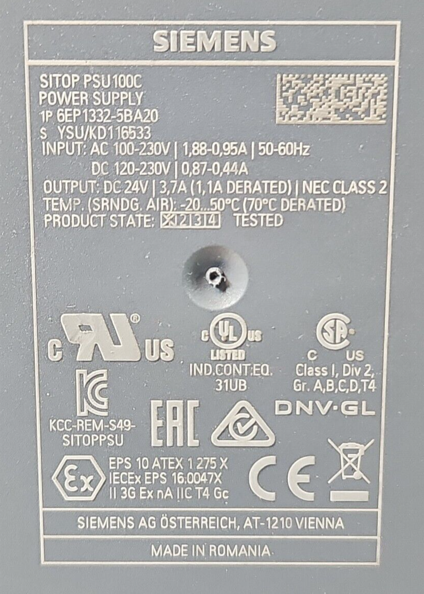 SIEMENS 6EP1332-5BA20 24VDC 3.7A Power Supply loc4A14