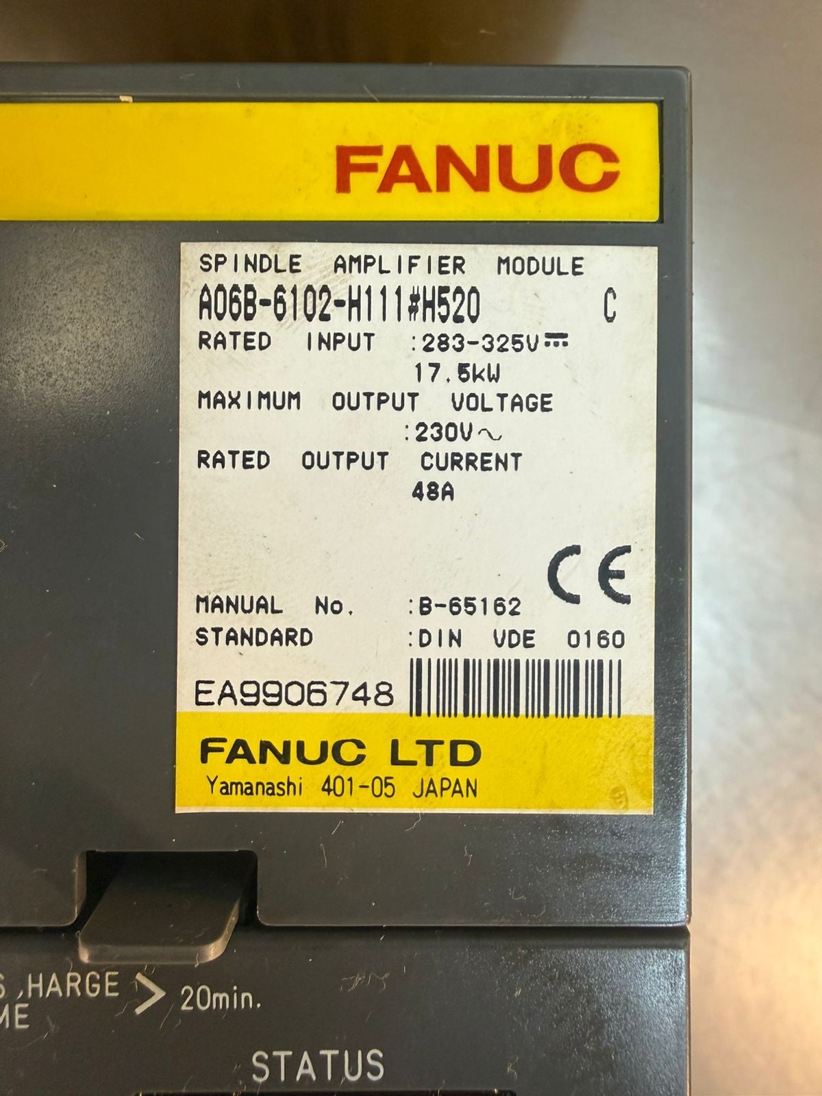 Fanuc A06B-6102-H111#H520 Spindle Amplifier Mod. 283-325V 17.5KW (8.3.5)