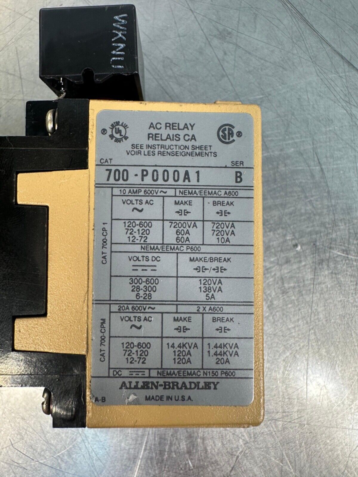 Allen-Bradley 700-P000A1/B AC Power Relay. (4B-27)