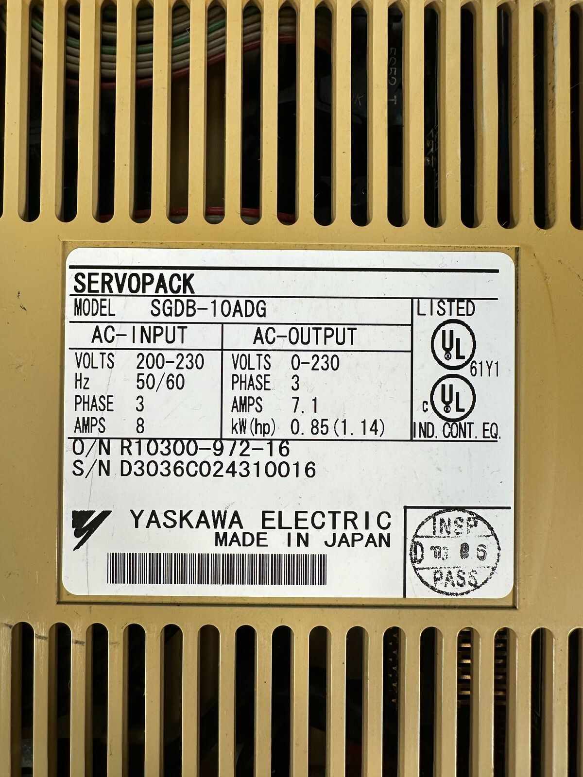 Yaskawa SGDB-10ADG SGDB10ADG SERVO PACK (8.4.6)