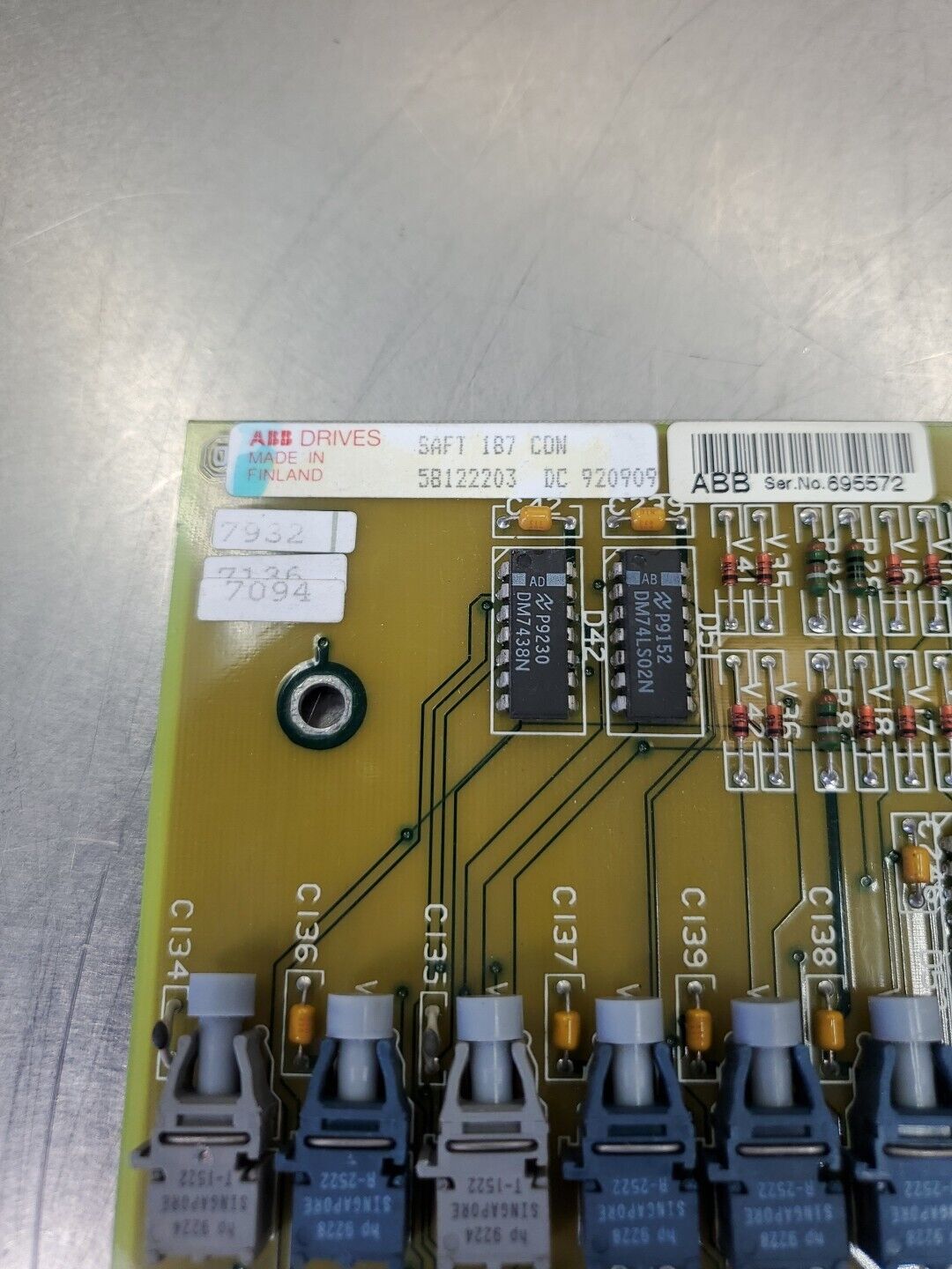 ABB SAFT-187-CDN Drive Board, (58122203 DC) w/SAFT 870F575. 3A