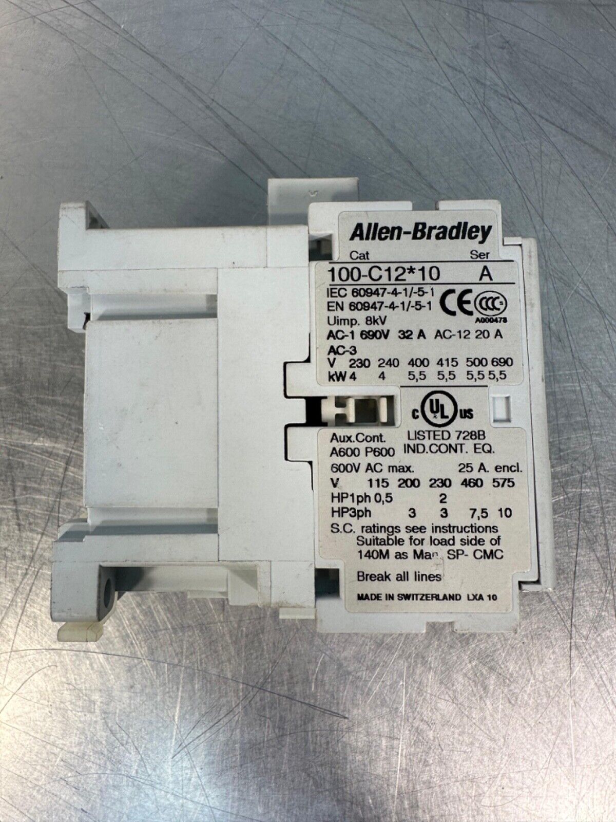 Allen-Bradley 100-C12*10 Ser. A Contactor 600V 32Amp (4B-31)