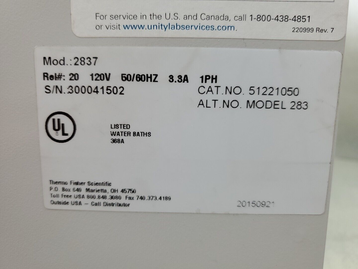 Thermo Scientific PRECISION Mod:2837 Microprocessor Controlled Water Bath 4F-37