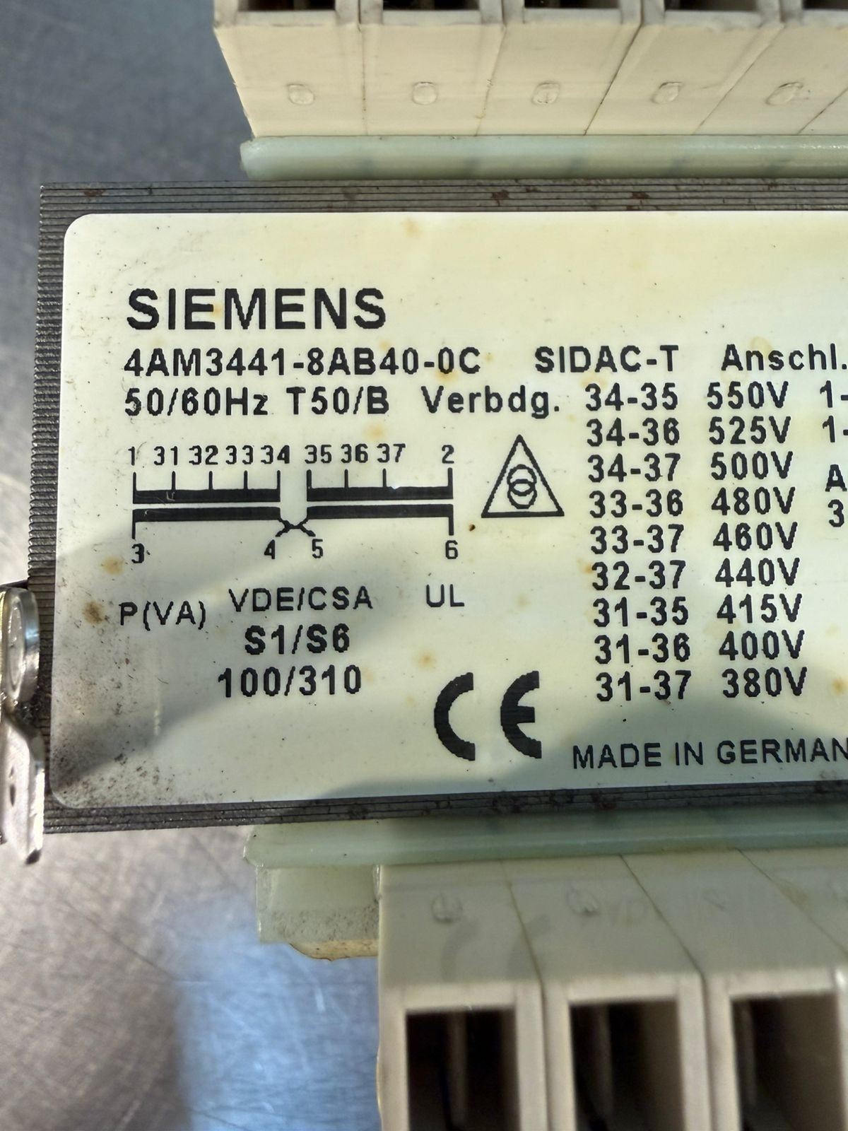 Siemens 4AM3441-8AB40-0C Sidac-T Transformer 50/60Hz (9.3.3)