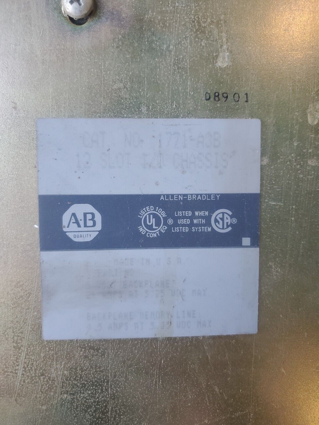 ALLEN-BRADLEY 1771-A3B 12-Slot I/O PLC CHASSIS. 3A-36