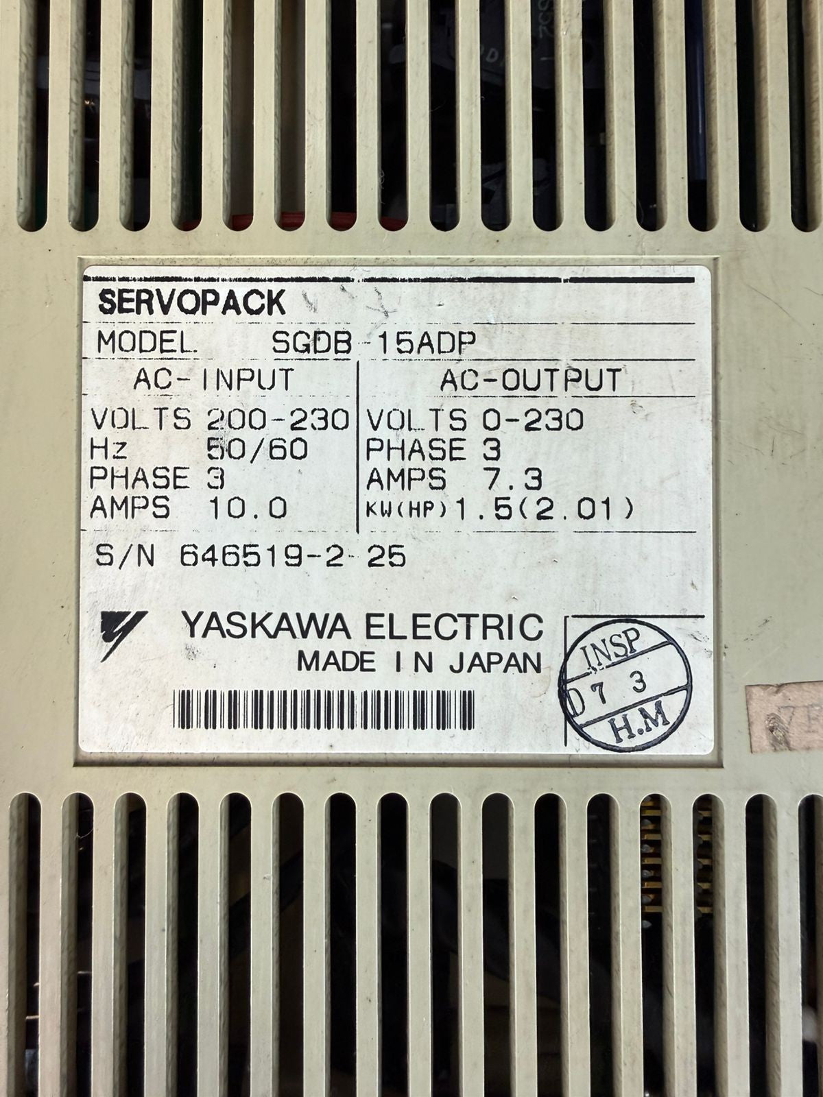 Yaskawa Servopack SGDB-15ADP (10.6.2)