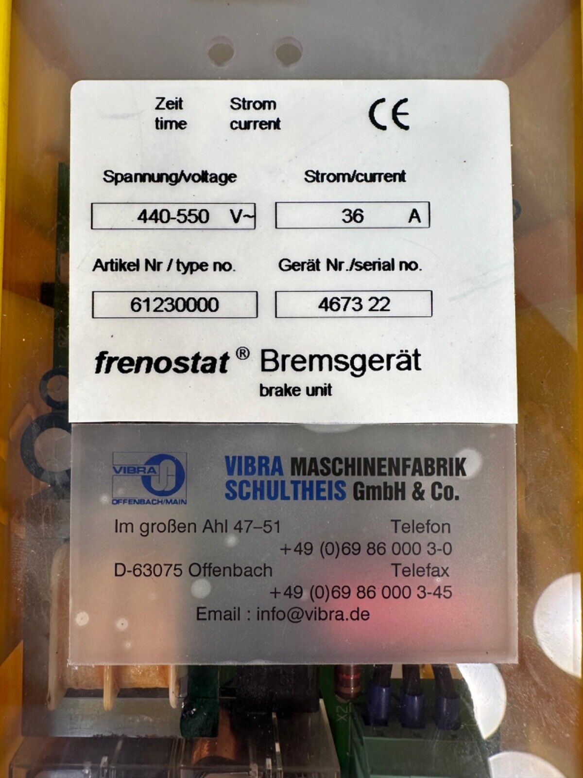 Bremsgerät Frenostat Brake Unit 61230000 440/550V (1D-26)