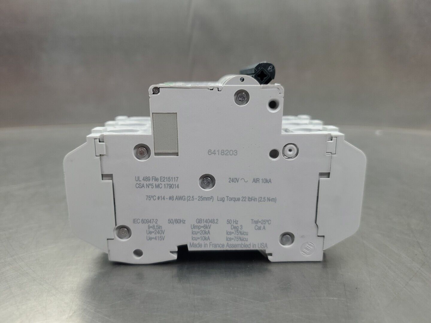 Schneider Electric 60179 (C60 15A) Circuit Breaker, 15A 3P 240V. 4A-33/2