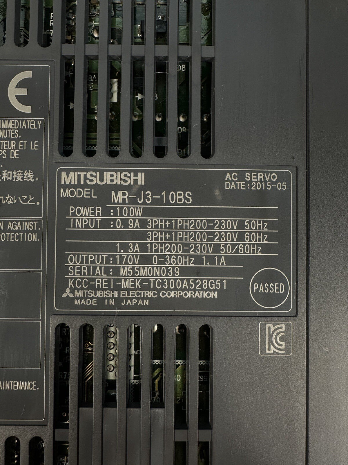 Mitsubishi MR-J3-10BS AC Servo Drive (BIN-1.2.4)