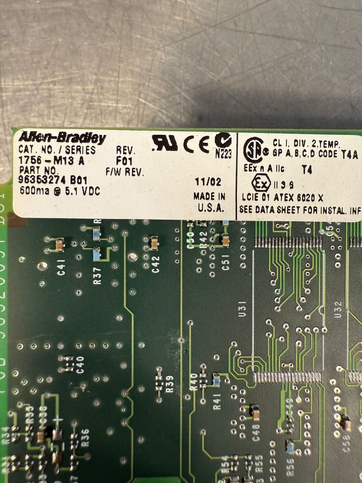 Allen Bradley 1756-M13 /A Rev. F01 600ma- 5.1Vdc (6.4.2)