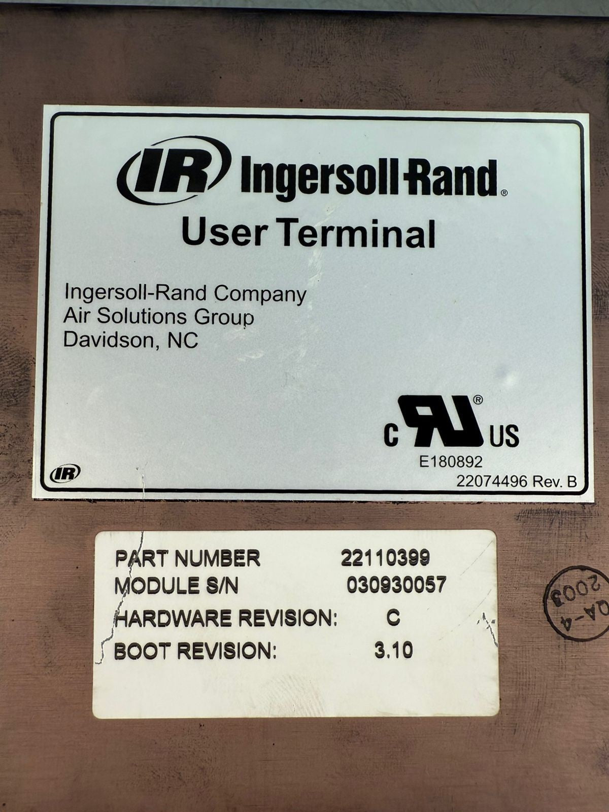 Ingersoll Rand 22110399 User Terminal (2.5.2)