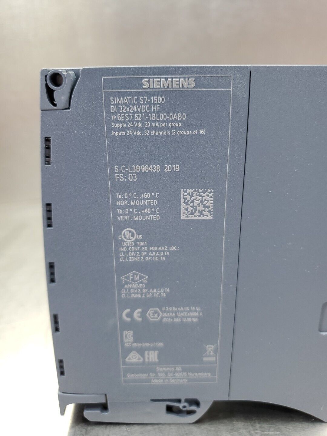 Siemens SIMATIC S7-1500 (6ES7 521-1BL00-0AB0) 32-Channel I/O Module.       3C-30
