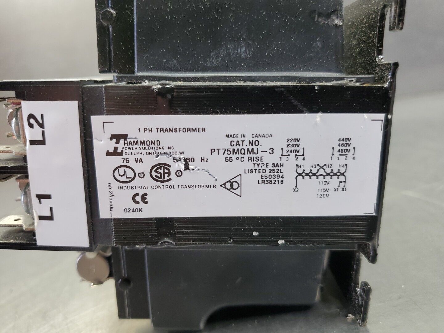 Hammond PT75MQMJ-3 Transformer, 75VA 50/60Hz. 4B-34
