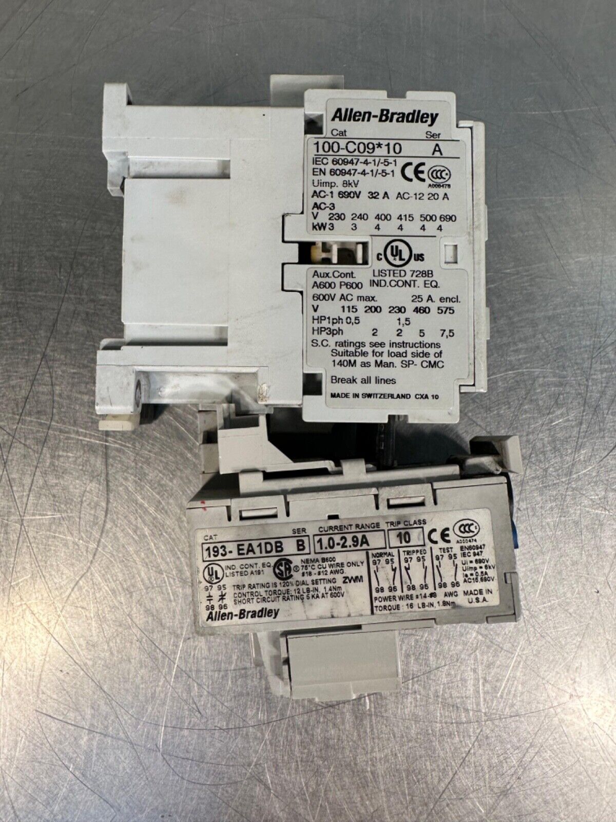 Ma-550 Allen-Bradley 100-C09*10 Contactor With 193-EA1DB Overload Relay (4E-31)