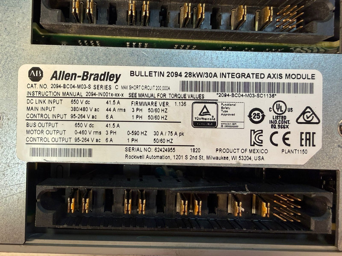 Allen Bradley 2094-BC04-M03-S /C Bulletin 2094 28kW/30A Axis Mod (12.3.7)