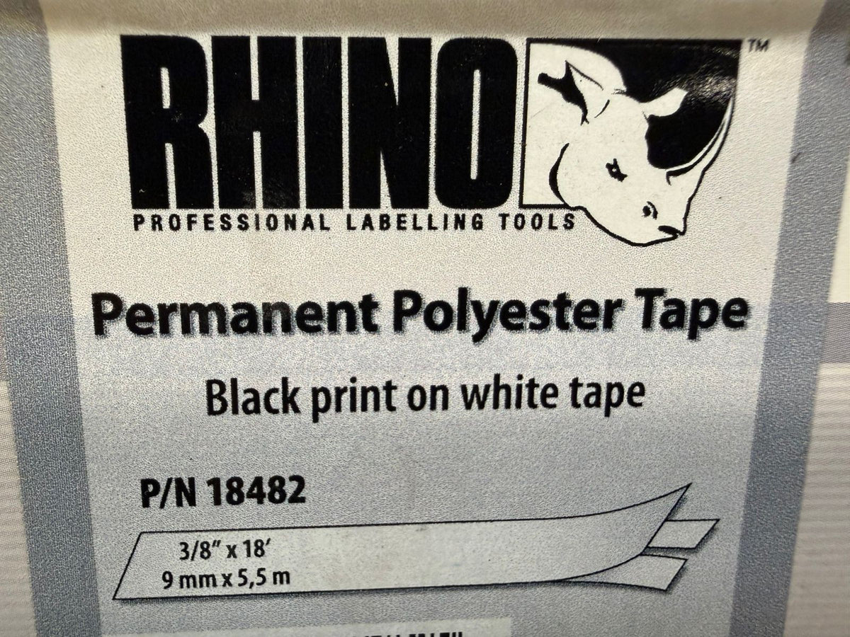 Rhino 18482 9mm x 5,5m Black on White tape Polyester (3.1.1)