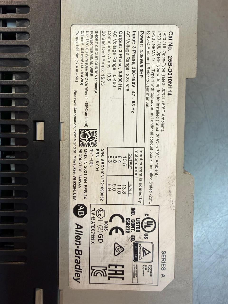 Allen-Bradley 25B-D010N114 /A Powerflex 525 (8.4.8)